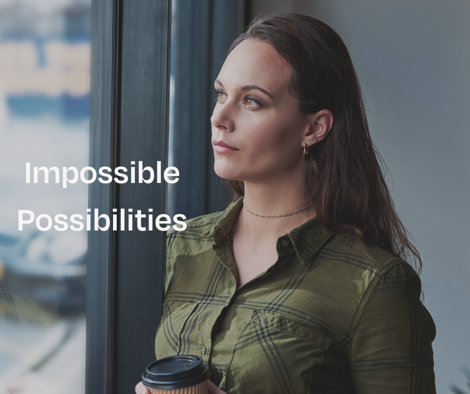 Woman holding a coffee cup thinking